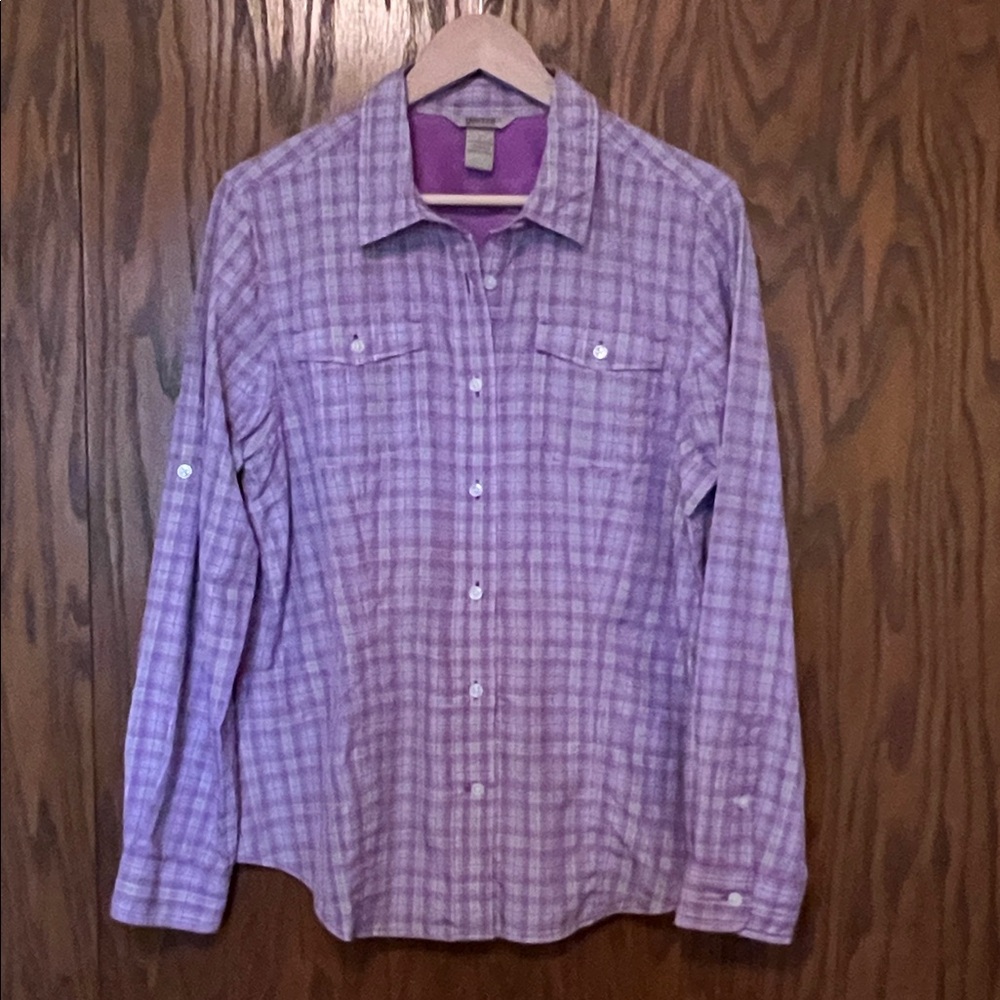 Duluth Trading Co Lavender Plaid Shirt